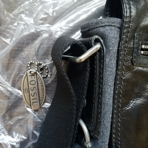 Fossil Messenger leather wool bag transit ew luggage carry on